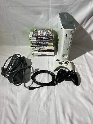 Microsoft Xbox 360 Pro System Bundle 60GB White Console With 13 Games • $55.49