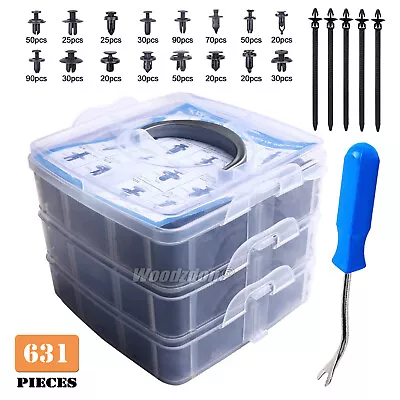 $26.41 • Buy 631 PCS Car Body Trim Clips Retainer Bumper Door Panel Push Plastic Fastener Kit