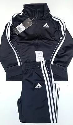 NWT Baby Boys Black Adidas Tricot Tracksuit Outfit Set Jacket Pants 24 Months • $22.98