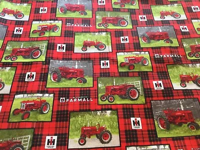 Farmall Tractor Red/Green Cotton Fabric 38 In. X 44 In. Sykel Enterprise • $13.95