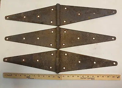 3 Vintage 24'' Farm Barn Door Gate Hand Forged Strap Hinges Great Patina Set • $25