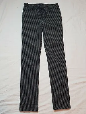 Kate Moss Topshop Black White Stripe Stretch Skinny Lace Up Jeans Trousers UK6  • £45