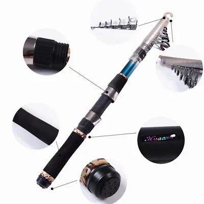 Black 1.8-3.0m Telescopic Fly Fishing Rod Pole Ultra Light Hard Sea Ice Raft New • $31.11