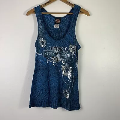 $12.85 • Buy Harley Davidson Women’s Tank Top Blue And Silver Ademec St. Augustine FL Size S