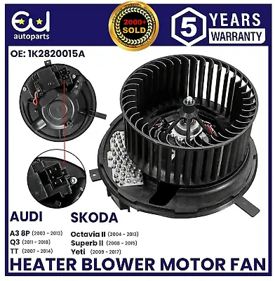 Heater Blower Motor Fan For Audi A3 8p Q3 Tt Mk2 Skoda Octavia Superb Mk2 Yeti • £38.99
