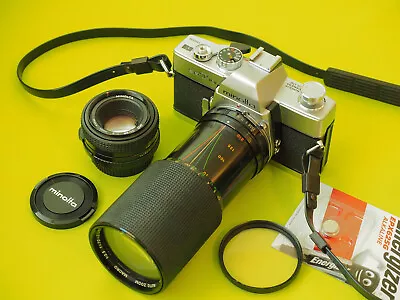 Minolta SRT 101 SRT101 35mm Film SLR Student Camera + 2 Lenses + Battery WORKING • $150