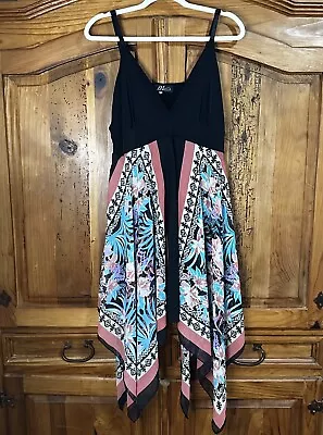 Vtg Midnight Velvet Dress Womens XL Slip Dress Mixed Pattern Scarf Floral Aztec • $29.99