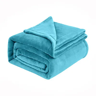 Light Blue Mink Fleece Throw Soft Reversible Twin Queen Size Sofa Bed Blankets • $17.84