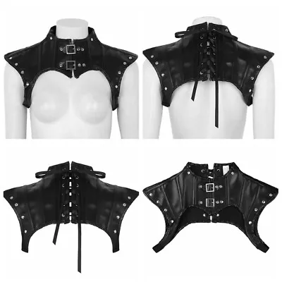 £13.93 • Buy Women PU Leather T-shirt Tops Lace Up Back Goth Punk Harness Tank Top Clubwear