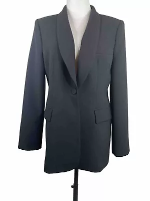 ZARA Tuxedo Blazer Black Shawl Collar Single Breasted Slit Cuffs Shoulder Pads L • $79.99