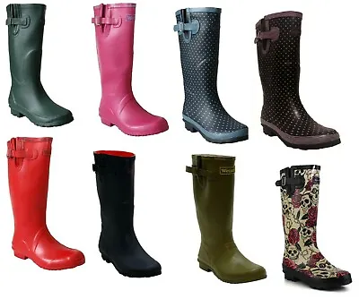£24.49 • Buy Womens Ladies Wide Calf Snow Rain Festival Wellies Wellington Waterproof Boots