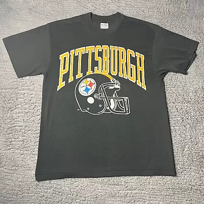 Vintage Pittsburgh Steelers Shirt Mens Medium* Black Stedman 80s Made In USA • $24.88