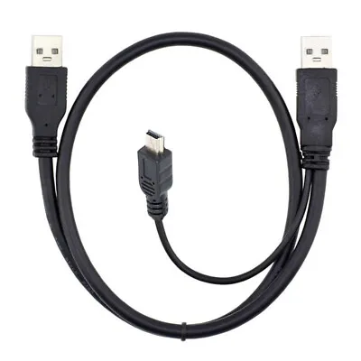 2 X USB 2.0 Male To Mini 5 Pin Y Cable Data And Power Cable For Hard Disk Drive • $6.29