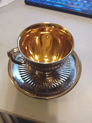 Vintage Royal Winton Silver Gilded Gold Cup/Saucer...excellently Repaired Handle • $20