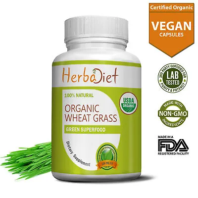 $28.99 • Buy Organic Wheat Grass 500mg Tablets Pills Certified Vegan Green Superfood Fresh