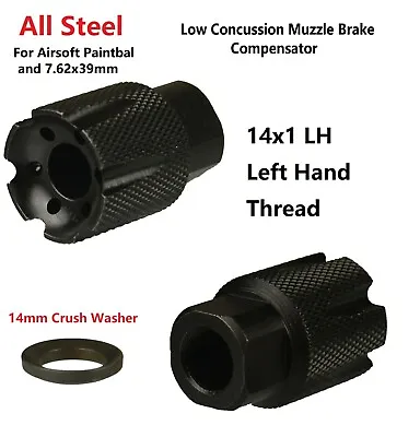 All Steel Low Concussion 14x1 Left Hand Thread Muzzle Brake Compensator  • $24.99