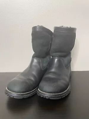 UGG Boots Womens Sz 7 Brooks Short Shearling Winter Snow Boot 5381 Black Leather • $44.99