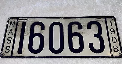 1908 Massachusetts Porcelain License Plate Number 16063 • $99