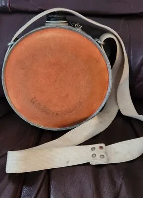 Vintage US Government 2 Qt Oasis Orange Canteen Metal With Shoulder Strap • $16