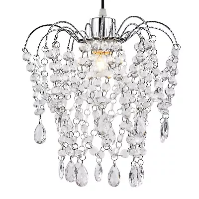 Modern Ceiling Light Shade Pendant Vintage Lampshade Chandelier Crystal Droplets • £14.95