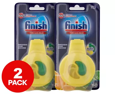 2 X Finish 2-in-1 Clip-On Dishwasher Freshener 4mL Lemon & Lime • $13.95