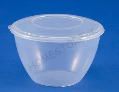 0.6/1.2/2 Litre Pudding Bowl Plastic With Lid Round Basin Xmas Microwave Storage • £5.49