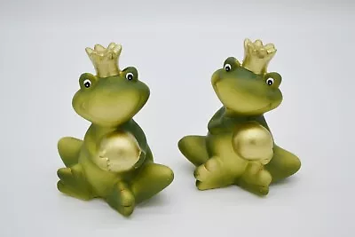 Frog King Set Of 2 Golden Ball Ceramic Garden Area Decoration • £18.64