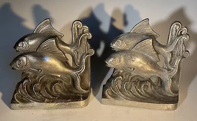 VIntage Antique 1925 Hubley  Bookends Swimming Fish  Set 448  No. 1 & 2 • $75