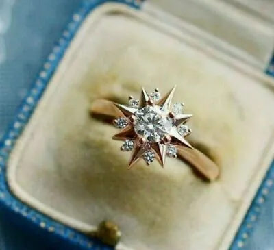 2.22 Ct Round Cut Simulated Diamond Women's Wedding Ring 14K Yellow Gold Plated • $69.99