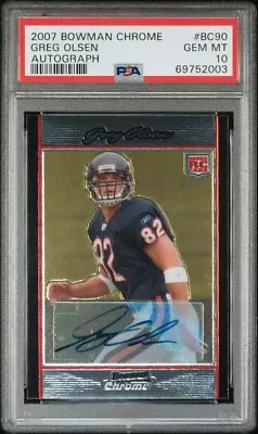 2007 Bowman Chrome #BC90 Greg Olsen RC Autograph PSA 10 GEM MT  *Pop 5 • $79.99