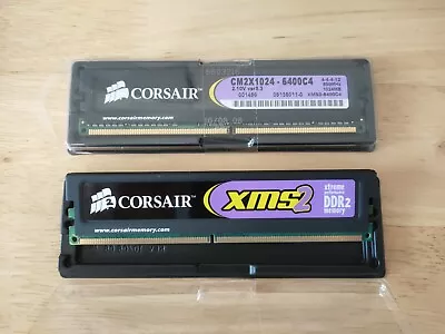 £8.99 • Buy Corsair CM2X1024-6400C4 4-4-4-12 800MHz 2GB DDR2 Ram 2x1GB