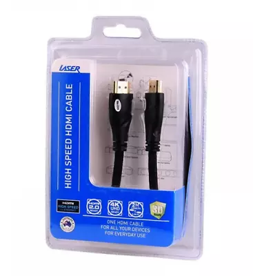 Laser HDMI V2.0 Cable 2m Premium High Speed 18Gbps Up To 4K @60Hz With Ethernet • $5.48