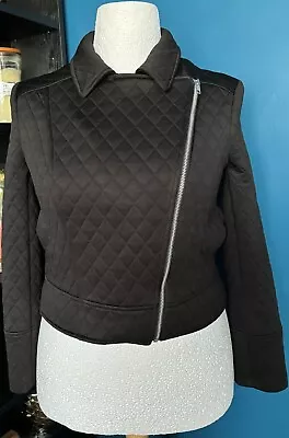 EX Helene Berman Biker Jacket Quilted Padded Coat Cruise Holiday Ladies Black 12 • £18.99