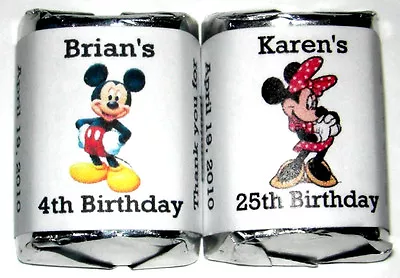 60 Minnie Or Mickey Mouse Birthday Candy Wrapper Favors • $6.25