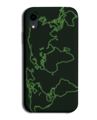 World Atlas Map Phone Case Cover Neon Green Outline Countrys Earth K878 • £13.95