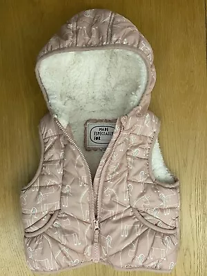 Baby Girl M&S Hooded Jacket Waistcoat Warm Padded Lined Gilet 18-24 Months Pink • £9.99