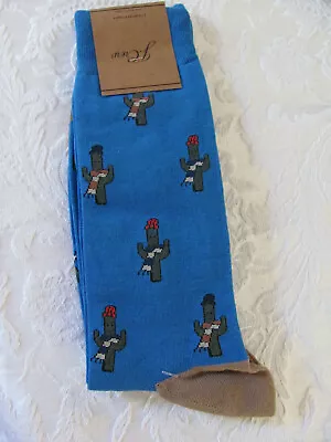J.Crew Critter Dress Socks-Cactus W Scarf -Blue- Lightweight-Men's One Size-NWT • $14.39
