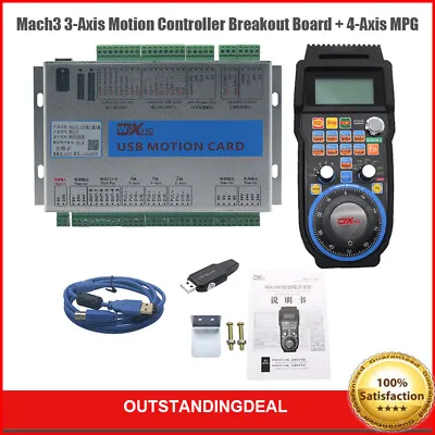 3-Axis Mach3 Motion Controller Breakout Board + 4-Axis MPG Handwheel Pendant SZ • $258.54