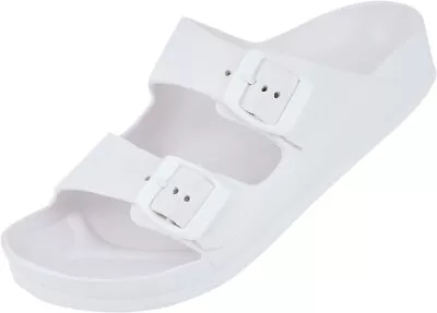 Shenji Mens Sandals Double Buckle Adjustable Strap Sandals White UK Size 9 EU 43 • £13.99