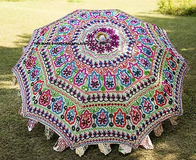 Garden Parasol Vintage Embroidered Indian Outdoor Sun Shade Patio Umbrella 72  • $164.99