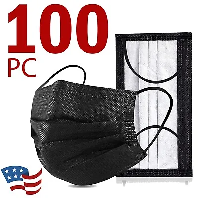 100 PCS Disposable Face Mask Non Medical Surgical Nurses 3 Ply Black Safe Masks • $9.99