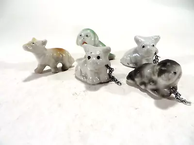 Dogs 5 Miniature Puppies Ceramic Porcelain Glossy Statue Figurines 1  • $10.95