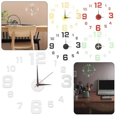 £5.59 • Buy 3D Wall Clock Luminous Frameless Digital Clock DIY Wall Decor Stickers For Home
