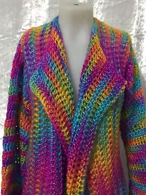 ❤️HandMade Multicoloured Metallic Rainbow Waterfall Cardigan. Size From 6-18 • £35