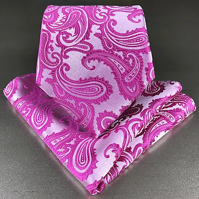 Classic Paisley Neck Tie And & Pocket Square Hankie Set 2PC Formal Party Wedding • $11.90