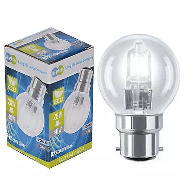 £4.79 • Buy 2 X Eco Halogen Energy Saving Golf Balls Light Bulbs 28w = 40w B22 Bayonet Cap