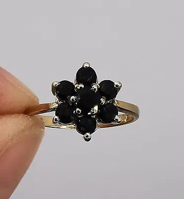 9ct Gold Sapphire Cluster Ring Size O • £99