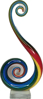 Murano Glassware Art Glass Sculpture Music Treble Clef Note 14  Rainbow Colors • $95