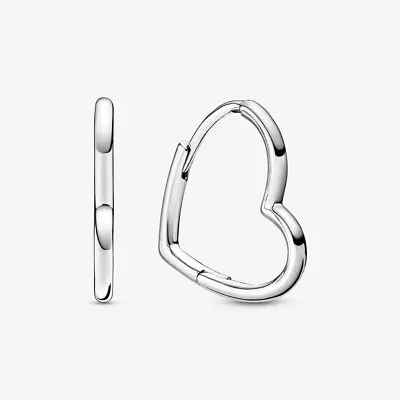 Pandora Genuine Silver Asymmetric Hearts Of Love Hoop Earrings - 298307C00 • £22.74