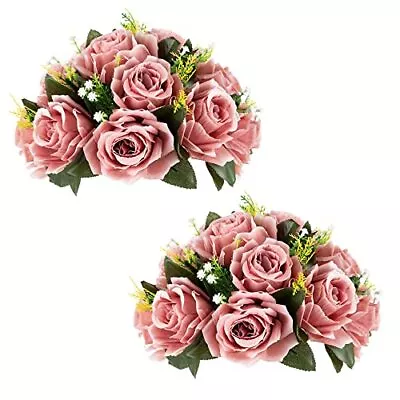 Flower Ball Centerpieces For Table 2 Pcs Vintages Pink Fake Dusty Rose Flower... • $30.77